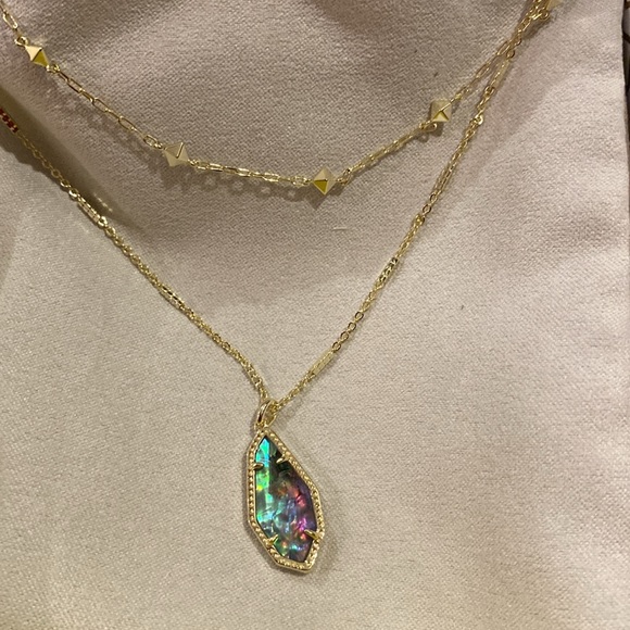New KENDRA SCOTT ALEXANDRIA GOLD MULTI STRAND NECKLACE TEAL GREEN ILLUSION gift - Picture 2 of 5